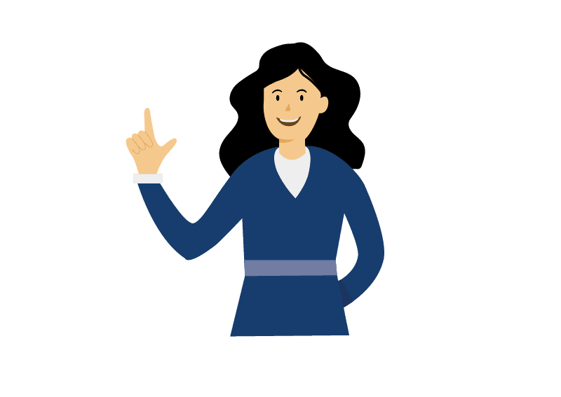 Frau mit gehobenem Finger, Fragen zu Wahlunterlagen zur Zustellung