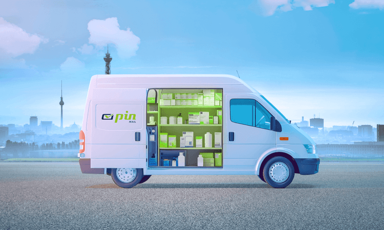 PIN Auto mit medizinischen Gütern, Logistiklösungen für Healthcare