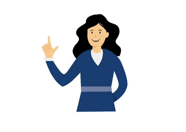 Frau mit gehobenem Finger, Fragen zu Wahlunterlagen zur Zustellung