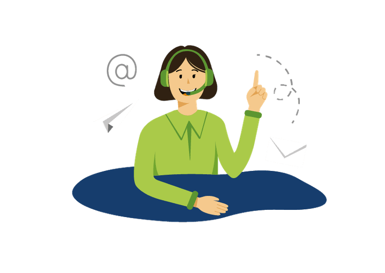 Frau mit Headset beantwortet Fragen zum Versand, Kundenverhältnis