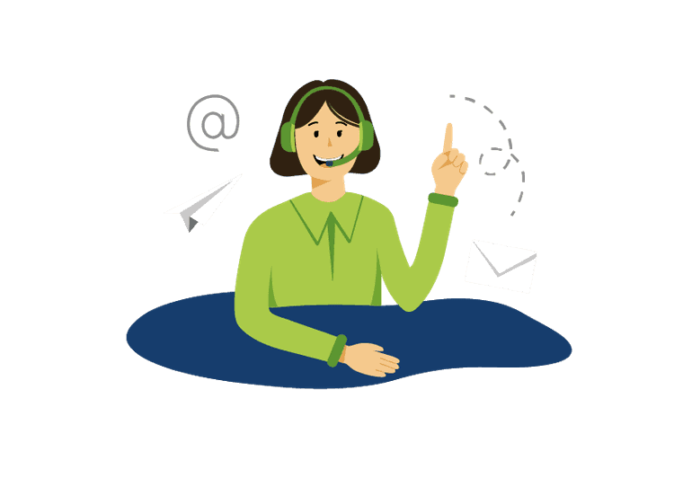 Frau mit Headset beantwortet Fragen zum Versand, Kundenverhältnis