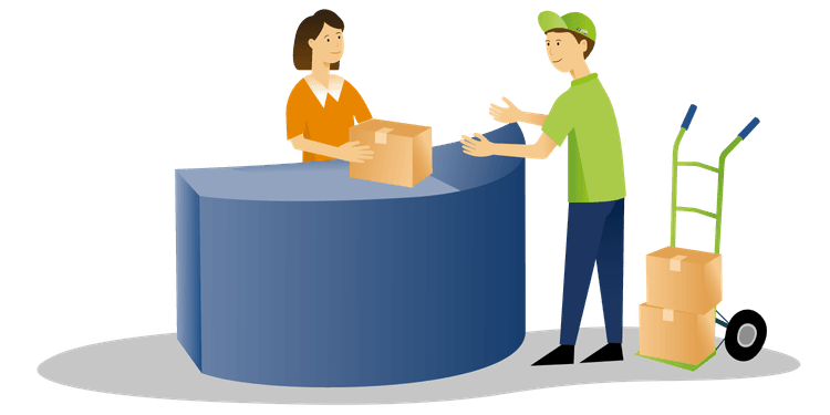 Paketübergabe am Tresen für Paketversand