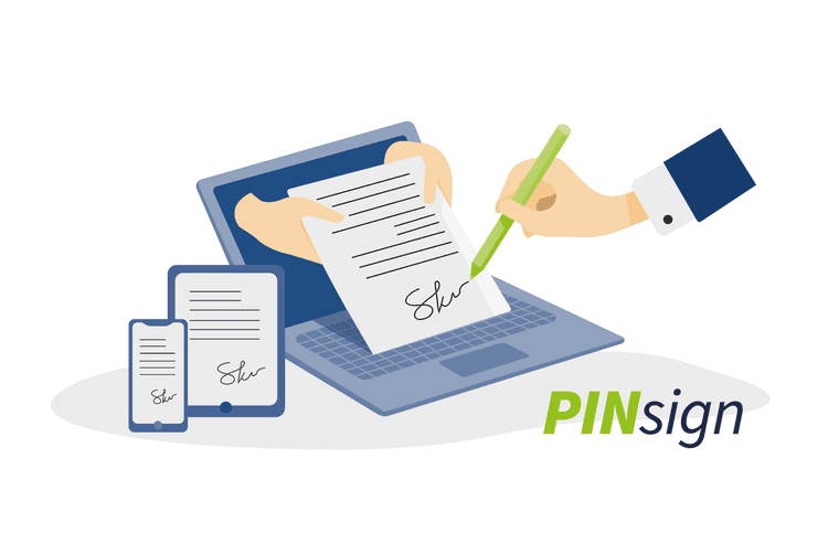 Digitale Unterschrift mit Tablet, Handy, Laptop zeigt qualifizierte eSignatur